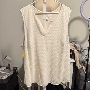 Market & Spruce Textured White Blouse
